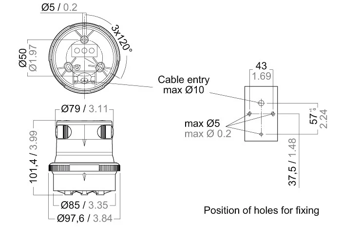 34 LED MASTHEAD WHITE 225°, 12/24VDC, WHITE, QUICFITS